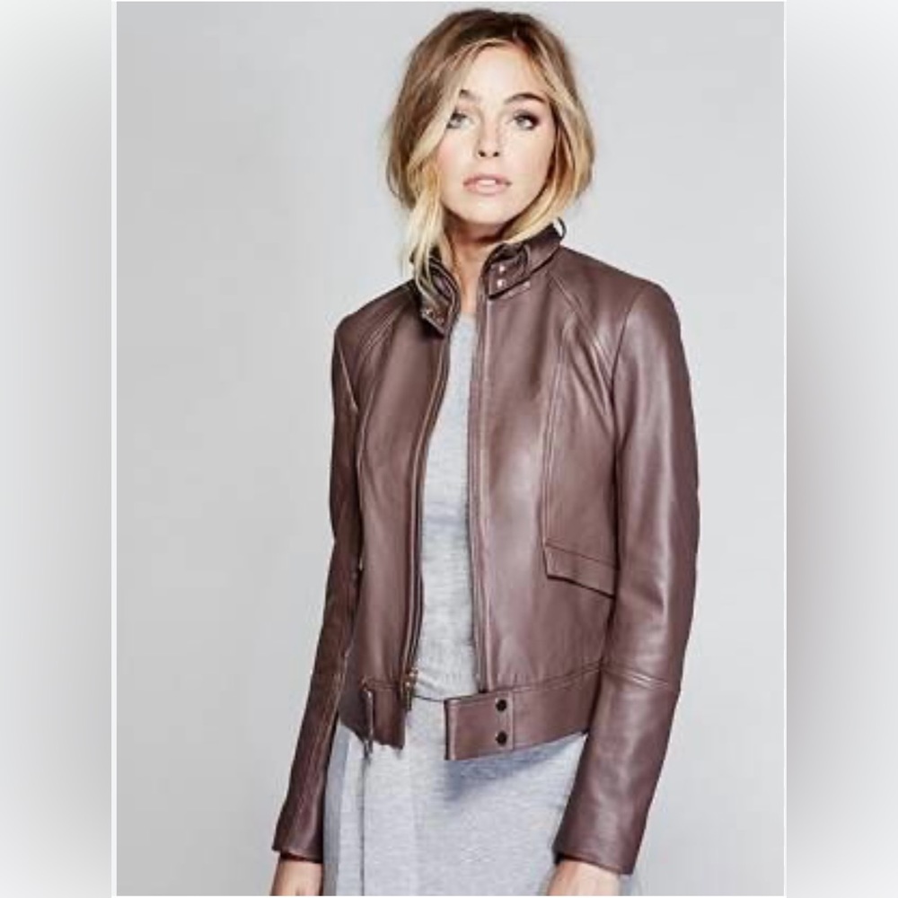 Marciano Burgundy Lamb Leather Jacket Small